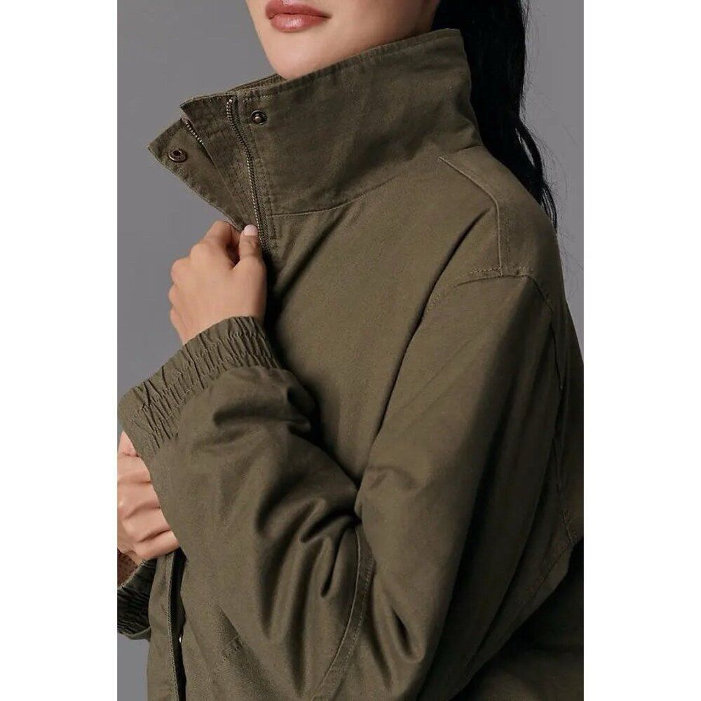 Anthropologie Pilcro Oversized Bomber Jacket Womens XL Moss Green Boho Lined NWT - Picture 5 of 14